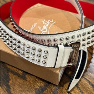 Christian Louboutin White and Red Spiked Belt